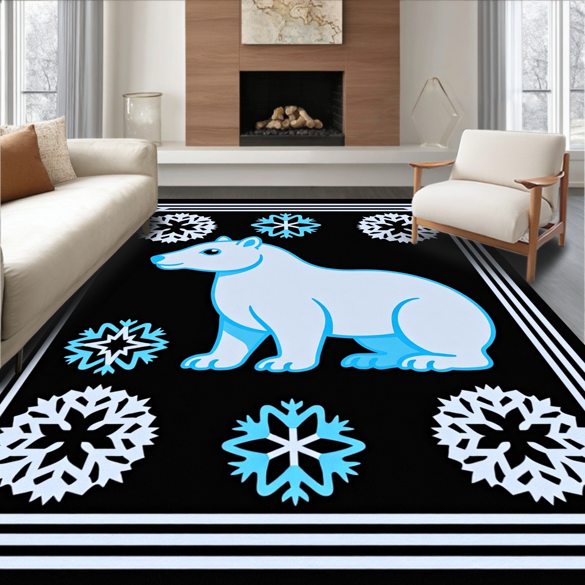 Arctic Bear Snowflake Collection Rug