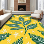 Emerald Fern Snowflakes Yellow Rug