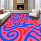 Vibrant Pink Blue Red Swirl Rug
