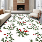 Charming Red Birds Greenery Repeating Rug