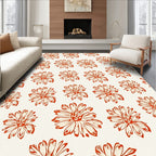 Cranberry Outline Daisy Garden Rug