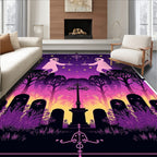 Spooky Pink Ghost Starry Night Cemetery Rug