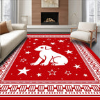 Crimson White Dog Star Border Rug