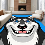 Playful Blue Eyed Husky Face Rug