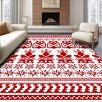 Red Nordic Snowflake Deer Blanket Rug