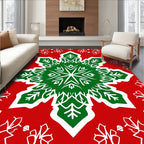Festive Red Green Snowflake Mandala Rug