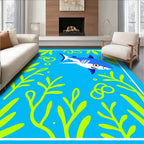 Fun Blue Shark Aquatic Plants Rug