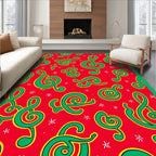 Red Green Treble Clef Music Collage Rug