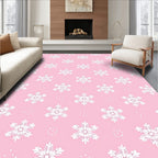 Pink White Snowflake Repeat Rug