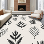 Black Branch On Cream Background Rug
