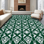 Dark Green White Symmetric Celtic Knot Rug