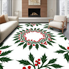 Green Holly Berry Garland Wreath Rug