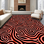 Bold Red Black Maze Lines Rug