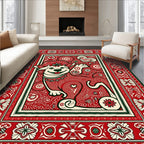 Whimsical Red Dog Heart Border Rug