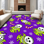 Spooky Skeleton Candy Cane Snowflakes Rug