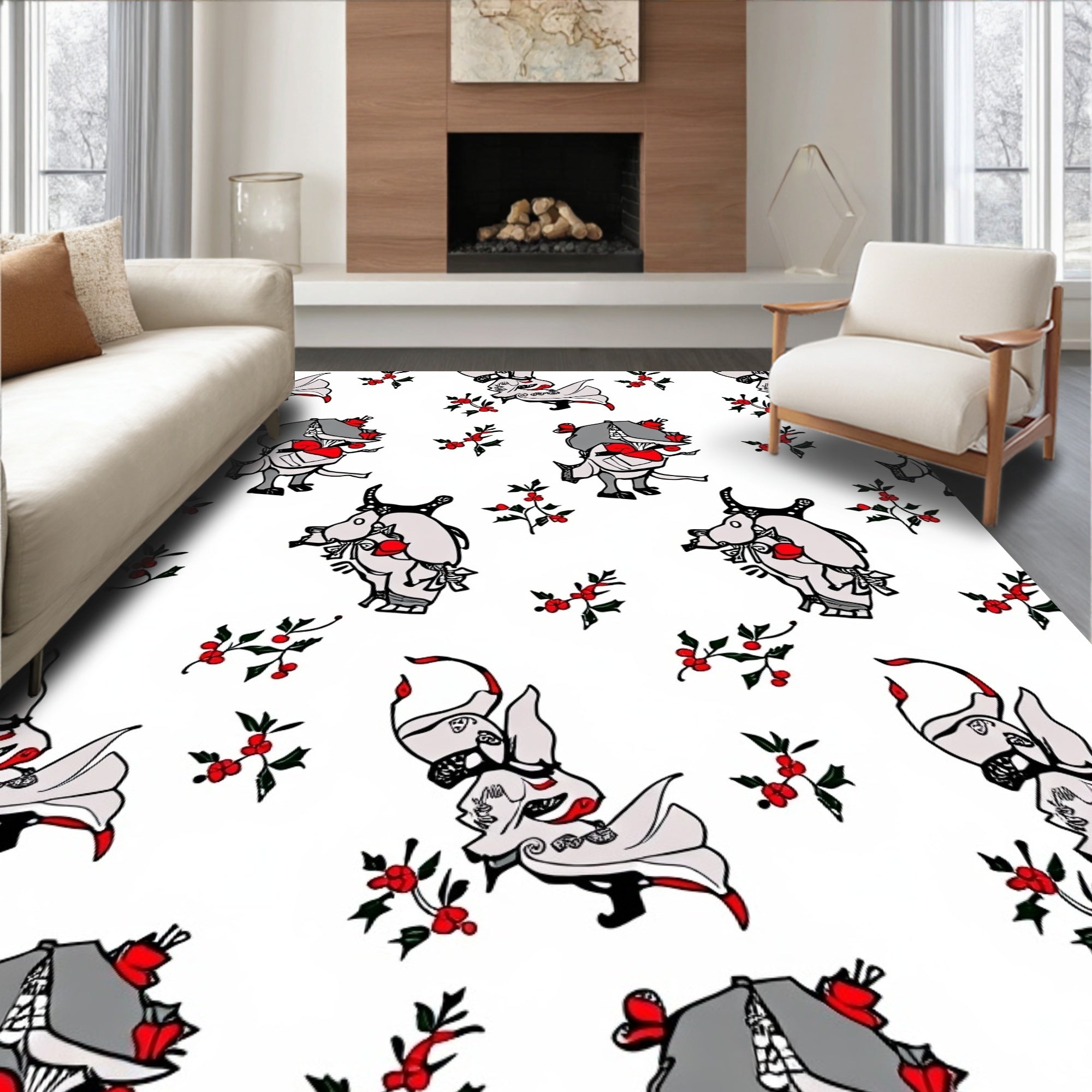 Whimsical Red Holly Creature Rapport Rug