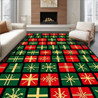 Festive Red Green Wrapped Gifts Rug