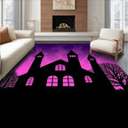 Gothic Castle Amethyst Sky Silhouette Rug