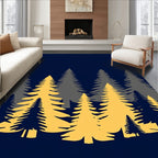 Golden Pine Forest Silhouette Rug