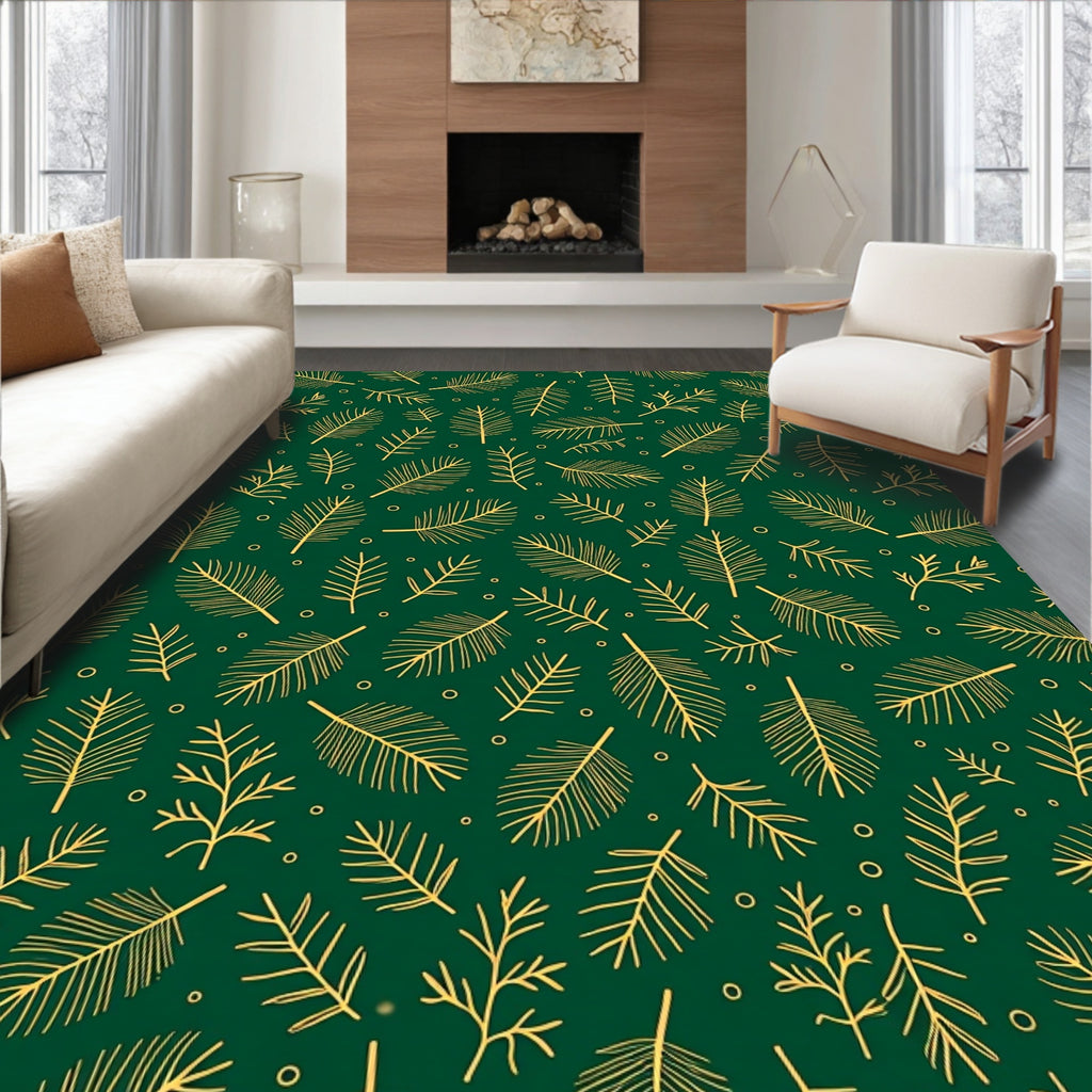 Emerald Green Pine Needle Botanical Rug