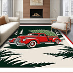 Vintage Red Truck Christmas Tree Mittens Rug