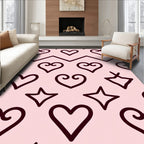 Pink Hearts And Stars Zigzag Rug