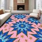Pink Cobalt Starburst Floral Medallion Rug