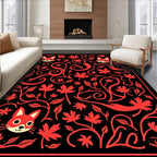 Playful Red Fox Maple Swirl Rug