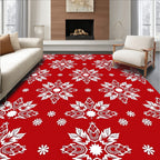 Bold Red White Snowflake Medallion Rug
