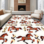 Earthy Horse Gallop Tribal Repeat Rug
