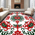 Crimson Emerald Floral Scroll Rug