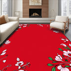Crimson Blossoms Border Corner Rug
