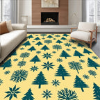 Teal Pine and Snowflake Scatter Rug