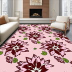 Rose Pink Floral Medallion Leaf Rug