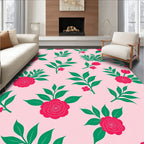 Pink Floral Garden Rose Motif Rug