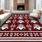 Festive Burgundy Santa Snowflakes Rug