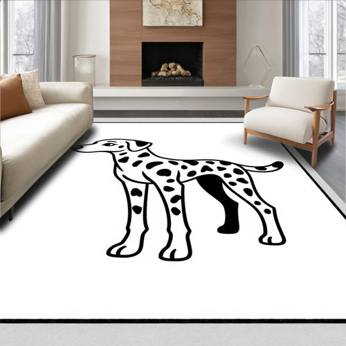 Black White Spotted Dog Animal Rug