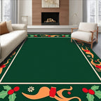 Vintage Red Orange Holly Swirls Rug