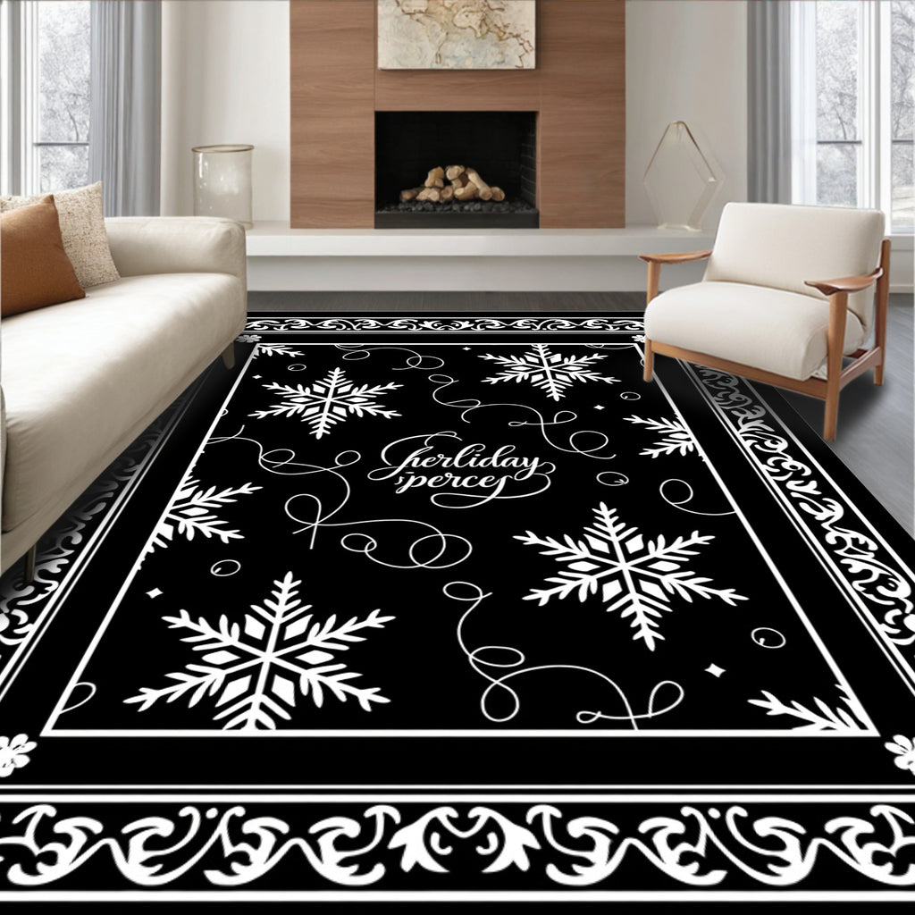 Winter Snowflake Scroll Holiday Accents Rug