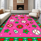 Pink Holiday Baseball Balls Charm Rug