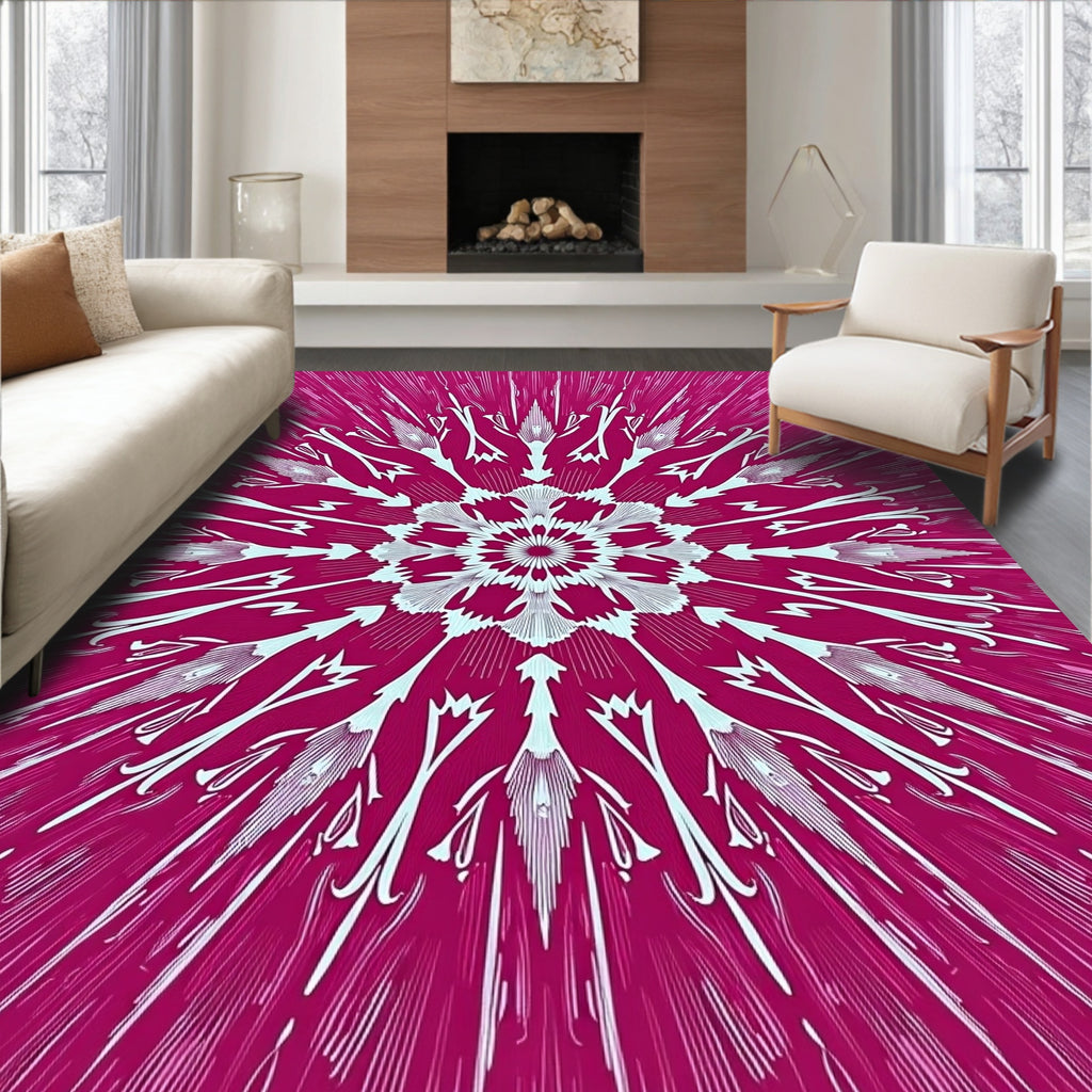 Vibrant Magenta Radial Bloom Rug