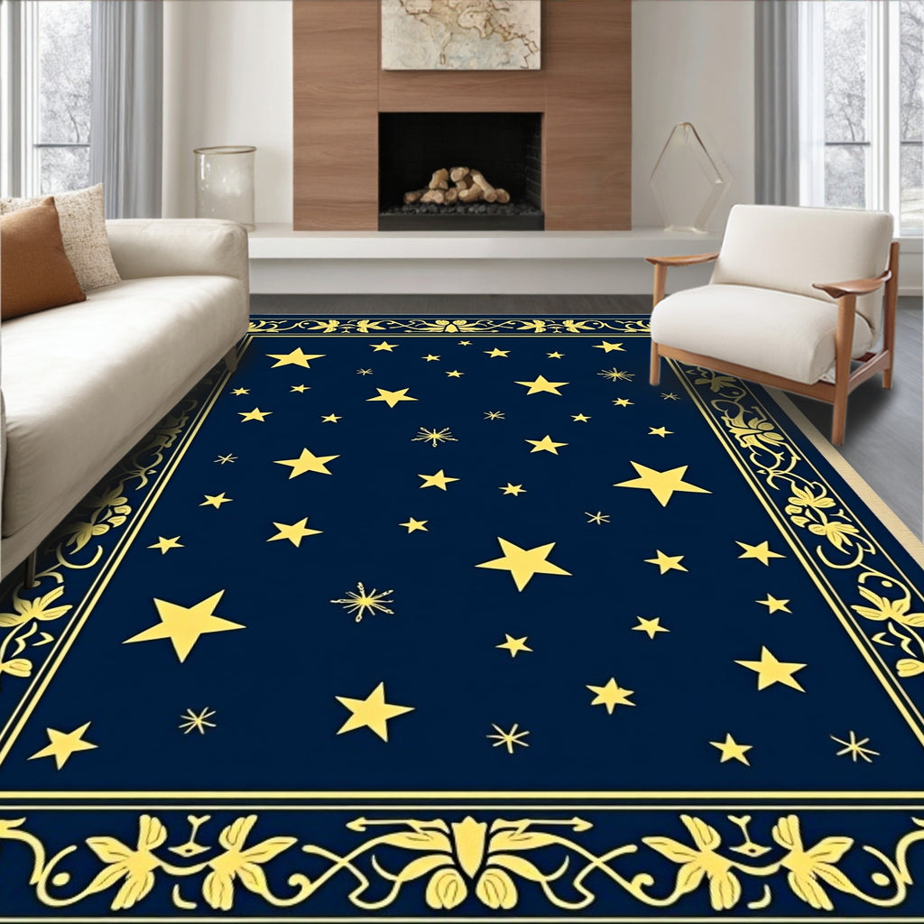 Midnight Yellow Starry Constellation Rug