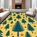 Teal Evergreen Forest Star Scatter Rug