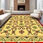 Yellow Ochre Red Green Folk Art Rug