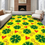 Vibrant Yellow Green Heart Flower Rug