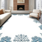 Cool Blue Snowflake Border Rug