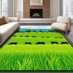 Rolling Green Hills Ranch Scene Rug