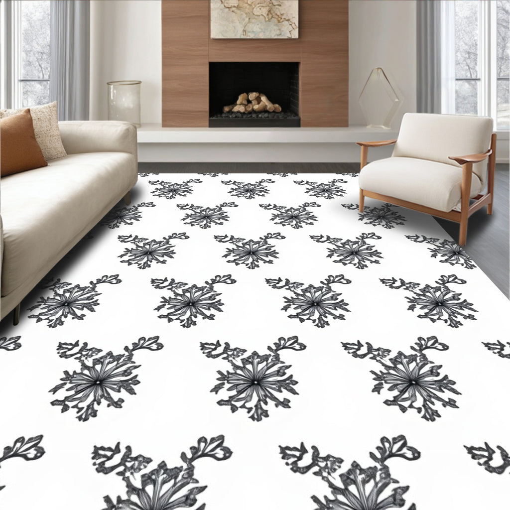 Black White Snowflake Nova Rug