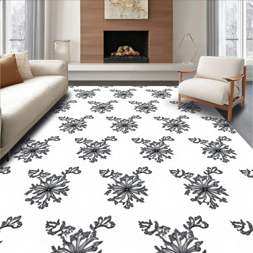 Black White Snowflake Nova Rug