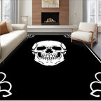 Gothic White Skull Black Spiderweb Rug
